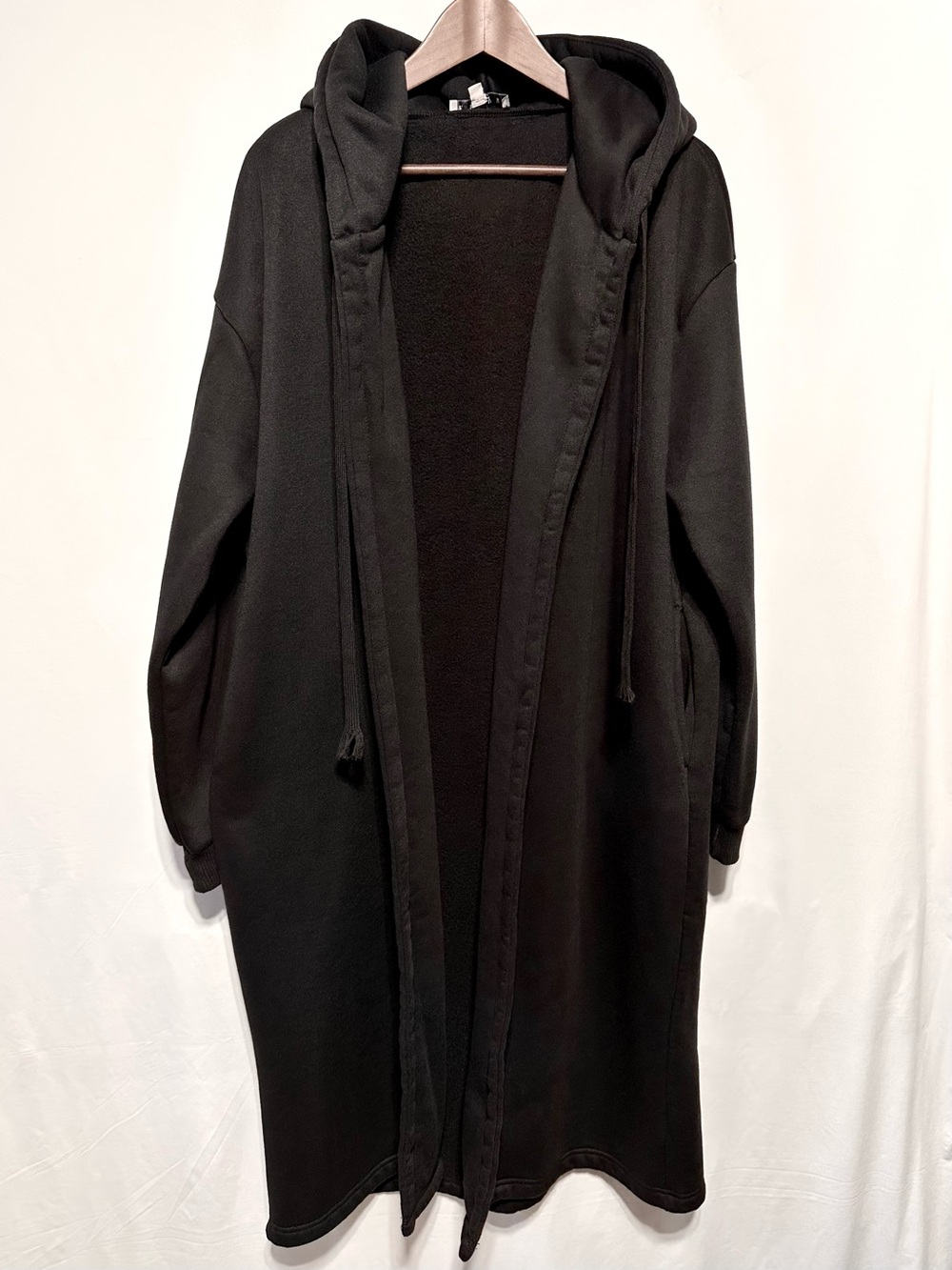 HYFVE Black Hooded Longline Duster Cardigan Coatigan Oversized